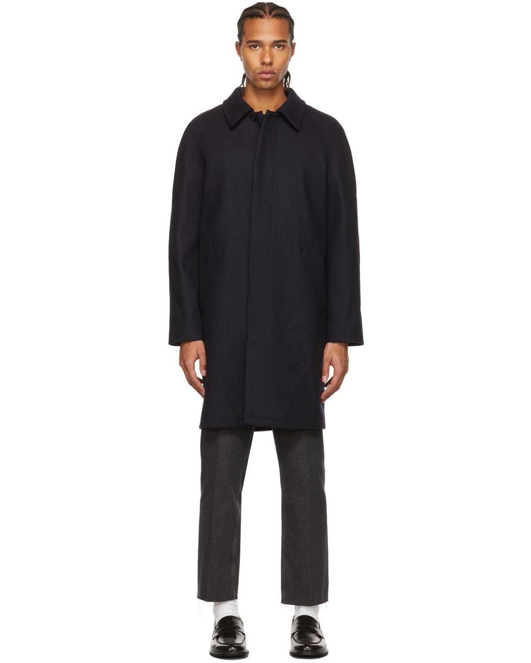 A.P.C. Blue Boxy Single-Breasted Coat for men