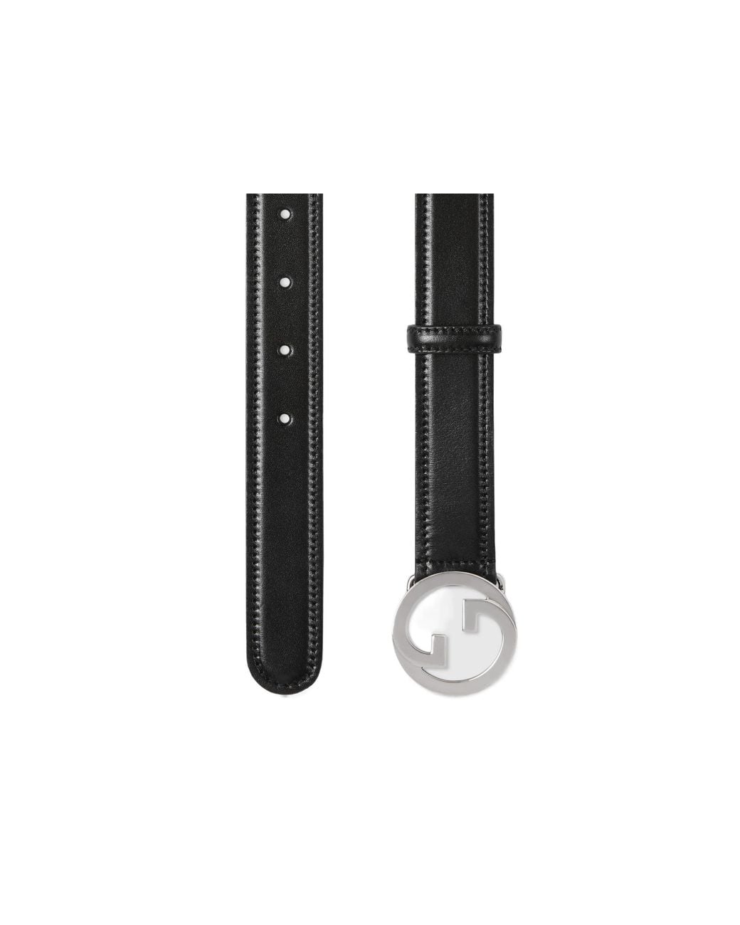 Gucci White Monogram Plaque Leather Belt for men