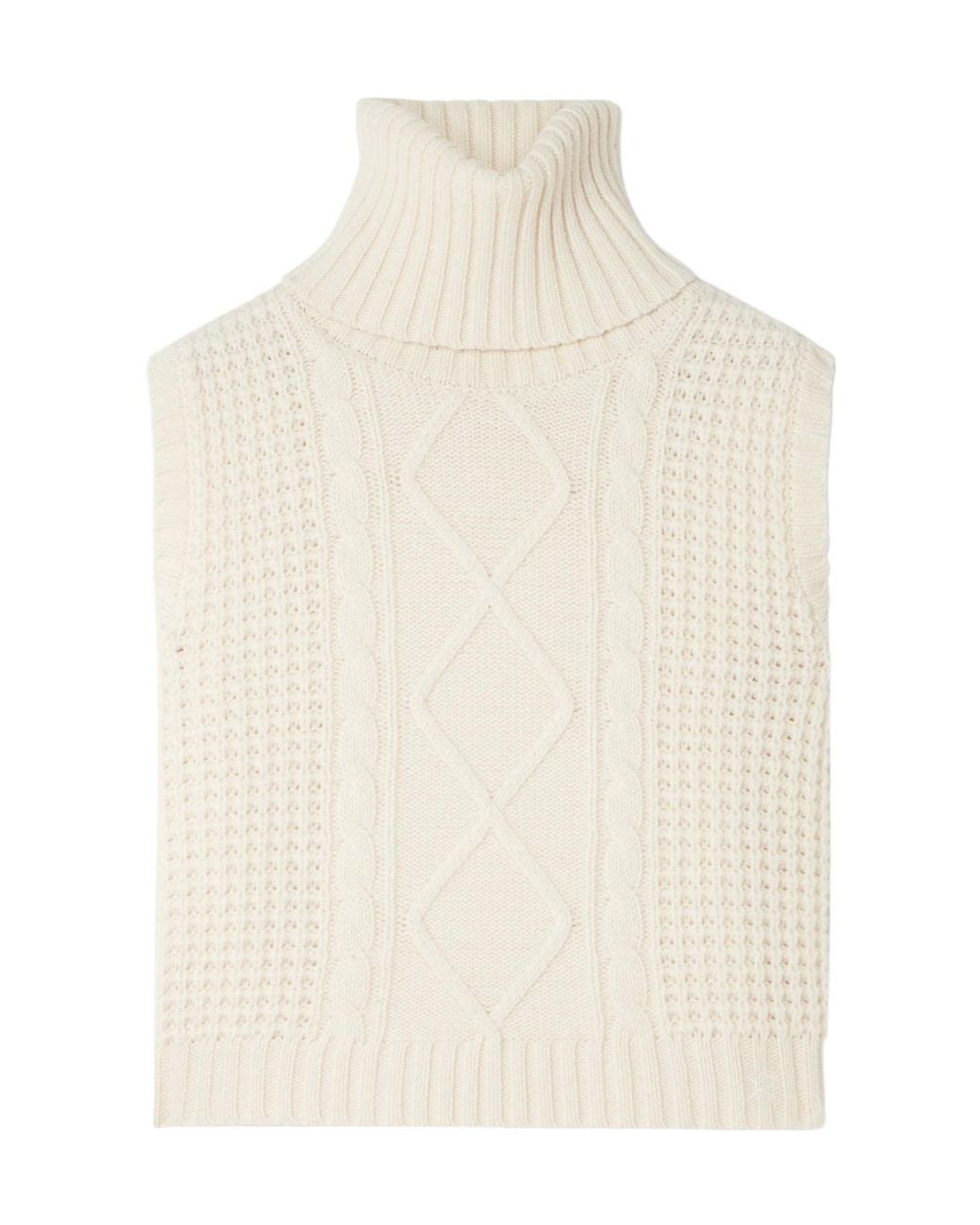 Perfect Moment White Cable-Knit Roll-Neck Top
