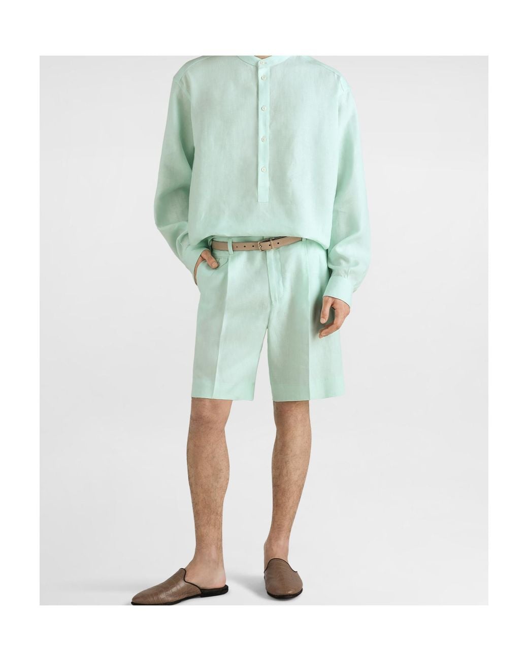 Dolce & Gabbana Blue Linen Bermuda Shorts for men