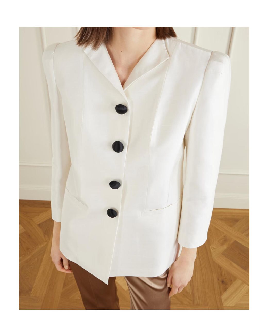 Valentino White Notched-Lapel Button-Up Jacket