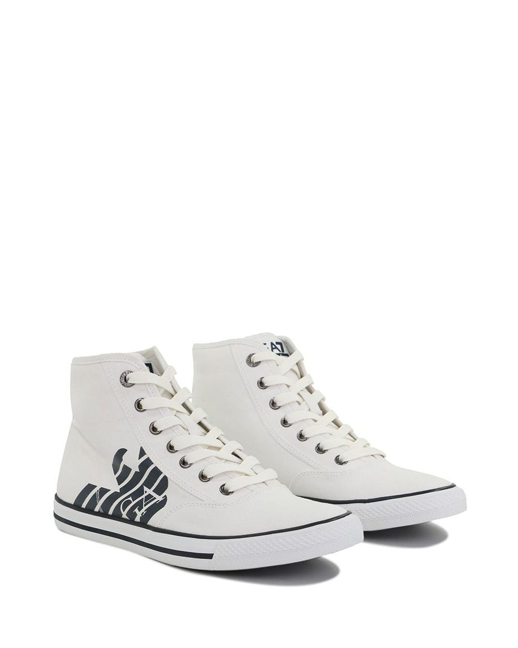 EA7 White Logo High-Top Casual Sneakers for men