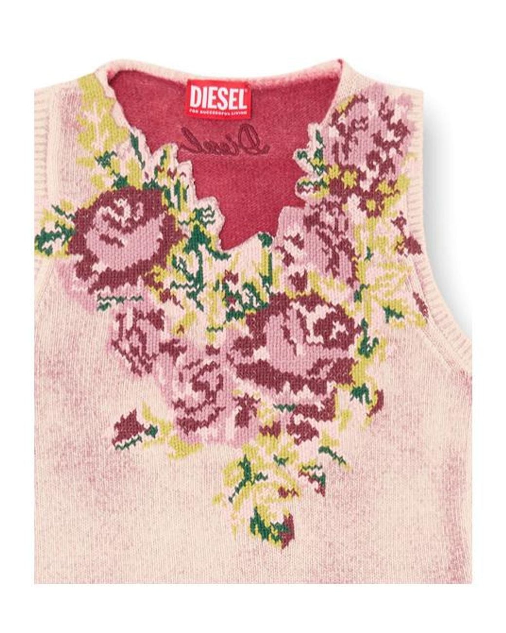 DIESEL Pink Raris Floral Knit Tank Top