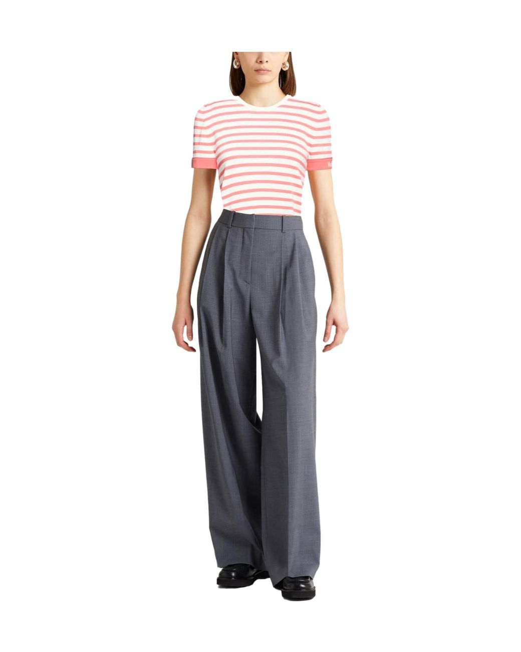 Max Mara Pink Striped Knit Short-Sleeve T-Shirt