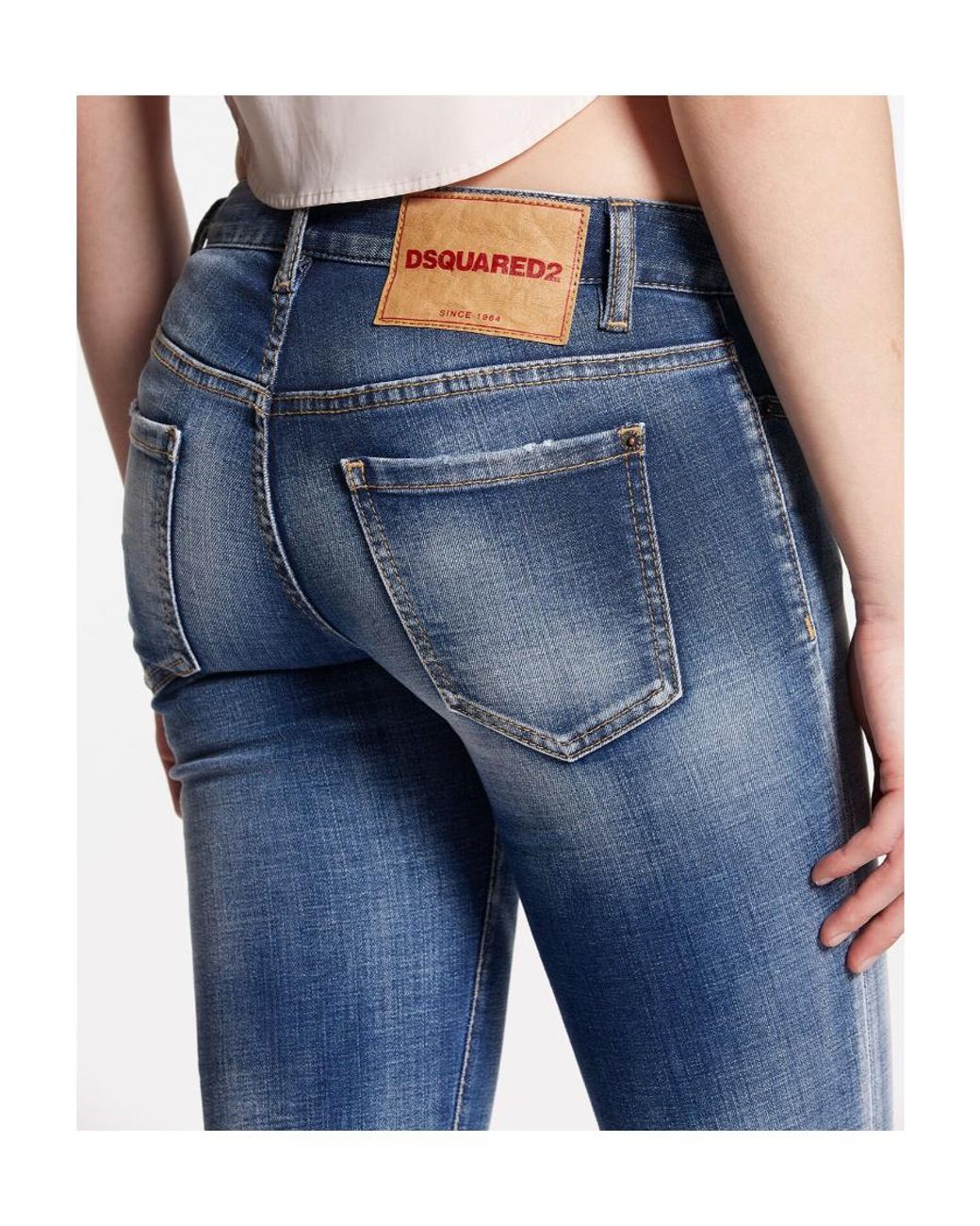 DSquared² Blue Mid-Rise Cropped Skinny Jeans