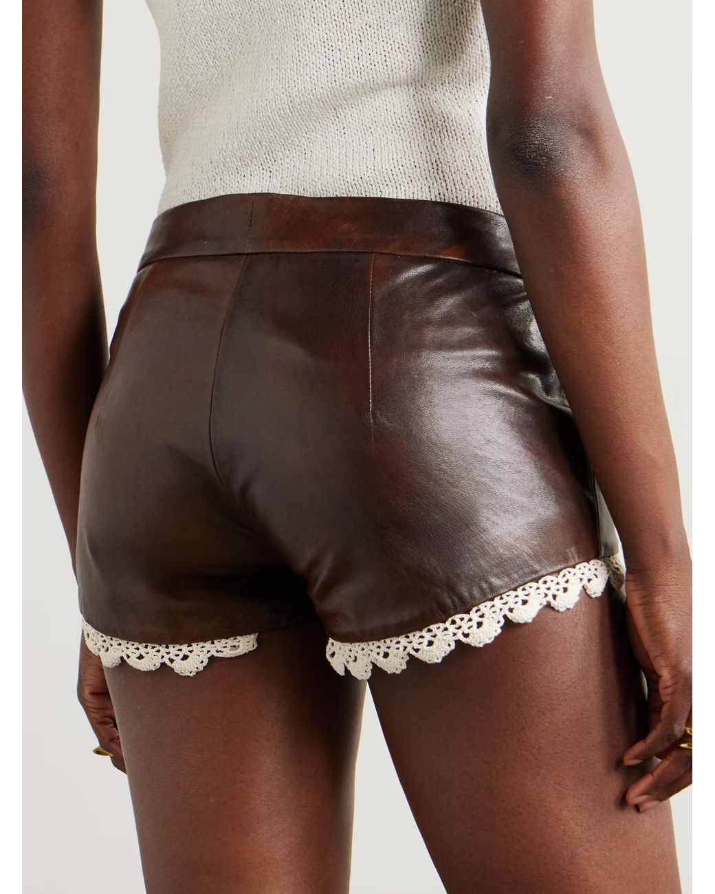 Magda Butrym Gray Lace-Trimmed Shorts