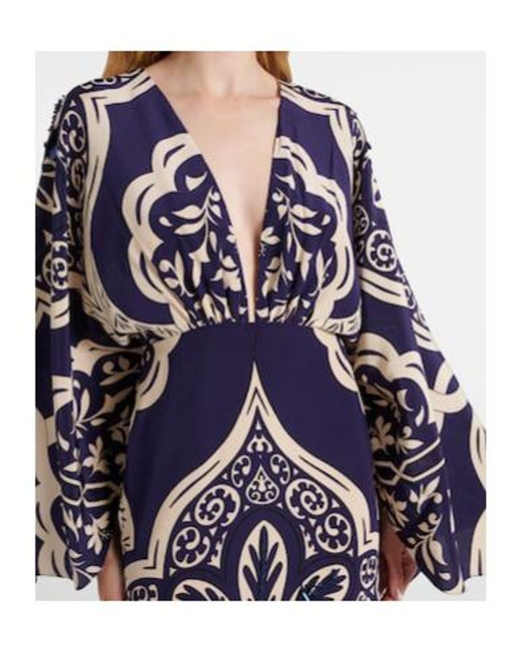 Johanna Ortiz Blue Sequined Printed Silk Maxi Dress