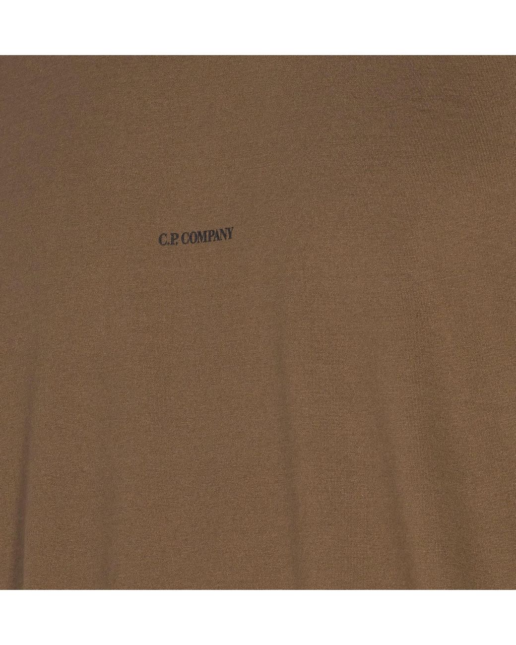 C P Company Brown Gasato Short Sleeved Logo Jersey T-Shirt for men