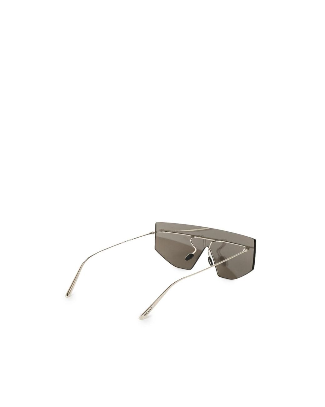 Prada Gray Rimless Shieldstyle Sunglasses for men