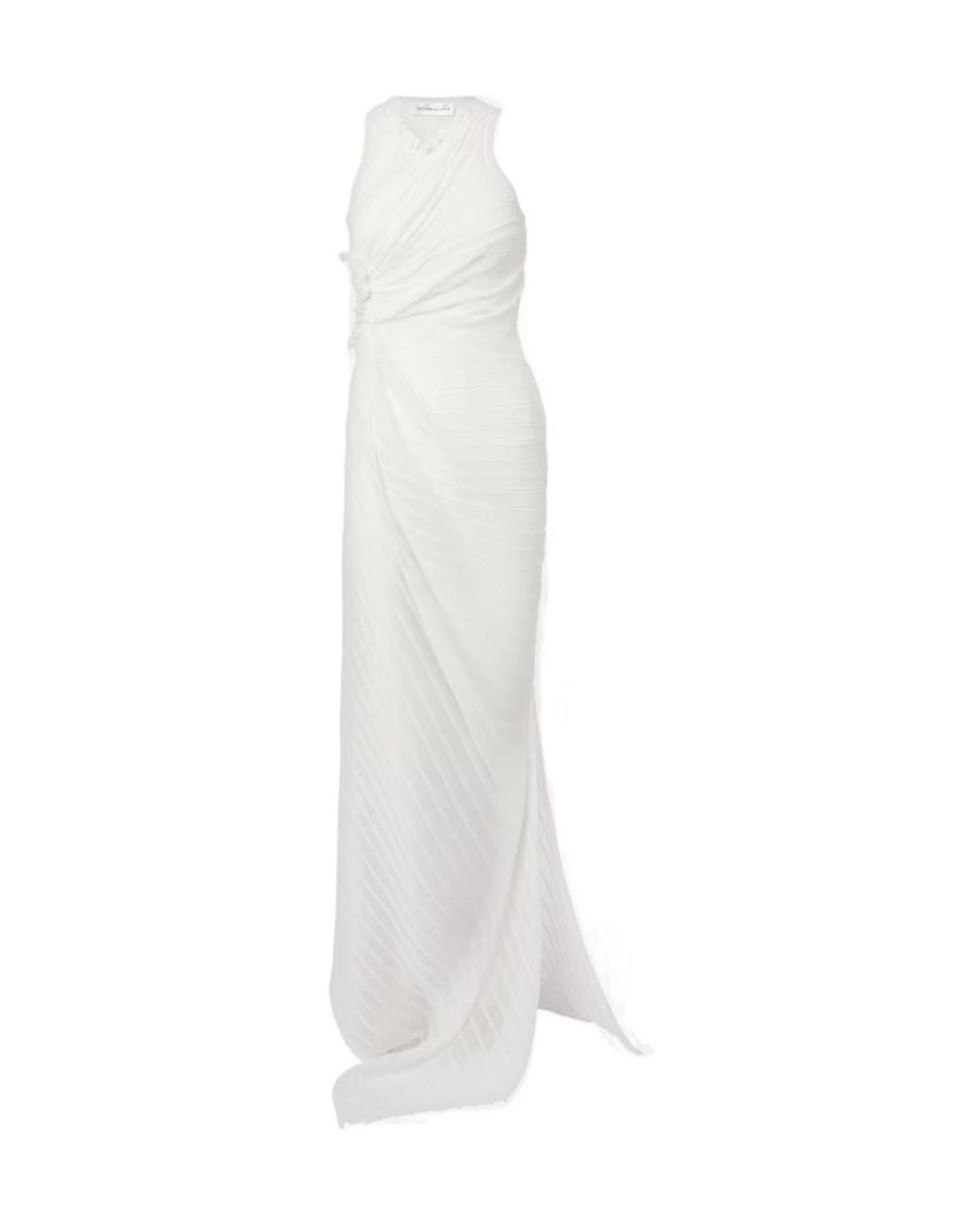 Victoria Beckham White Gathered Cotton-Blend Maxi Dress