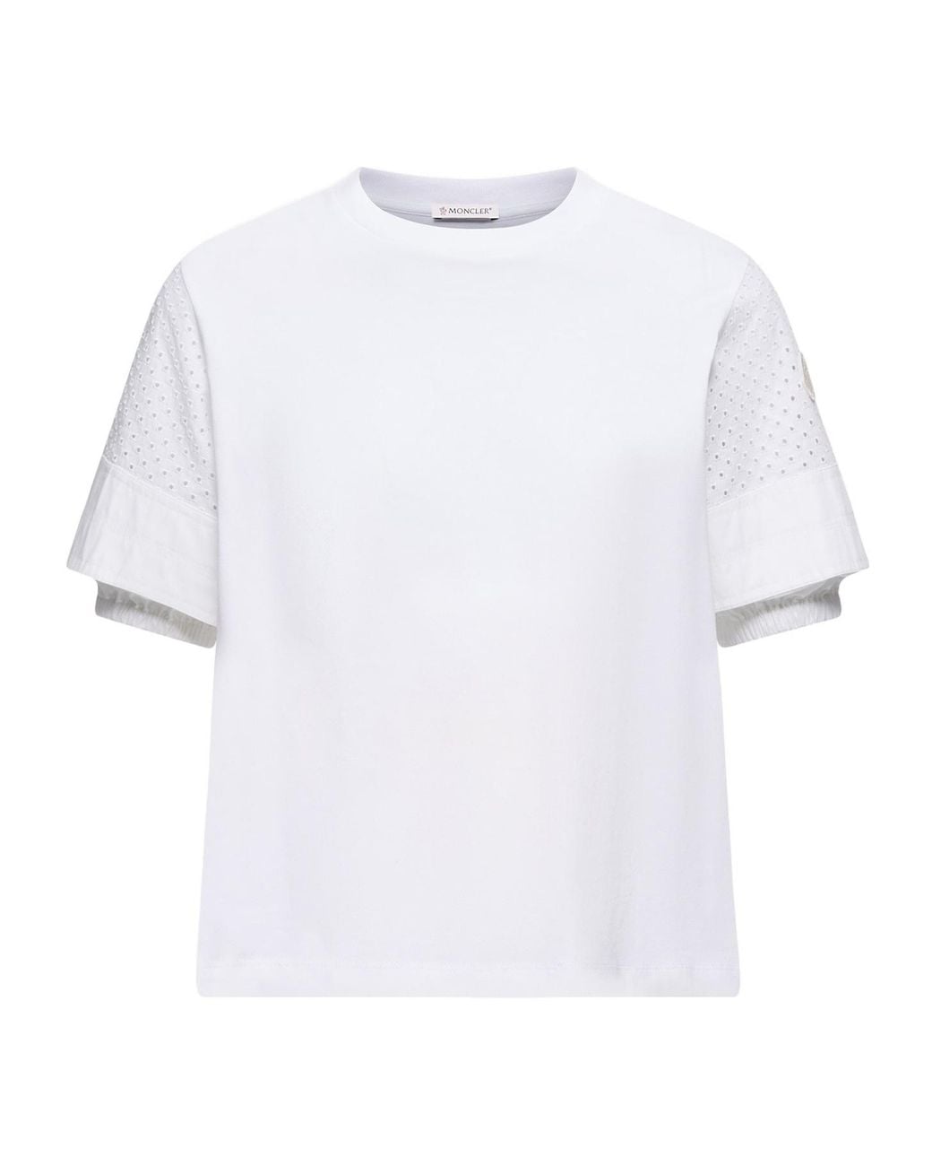Moncler White Puff Sleeve Detailed Crewneck Top
