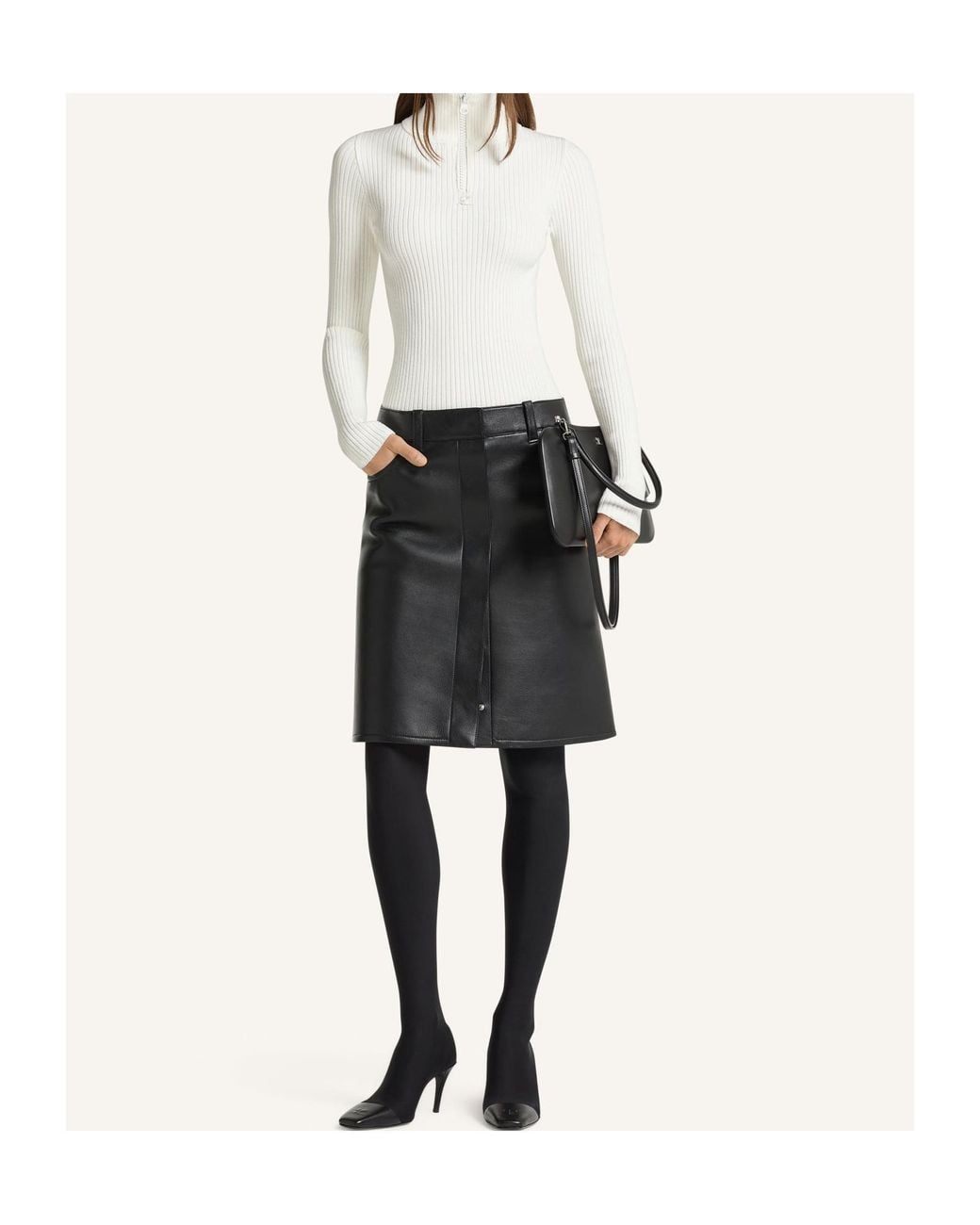 Courreges White Rib-Knit Zipped Sweater