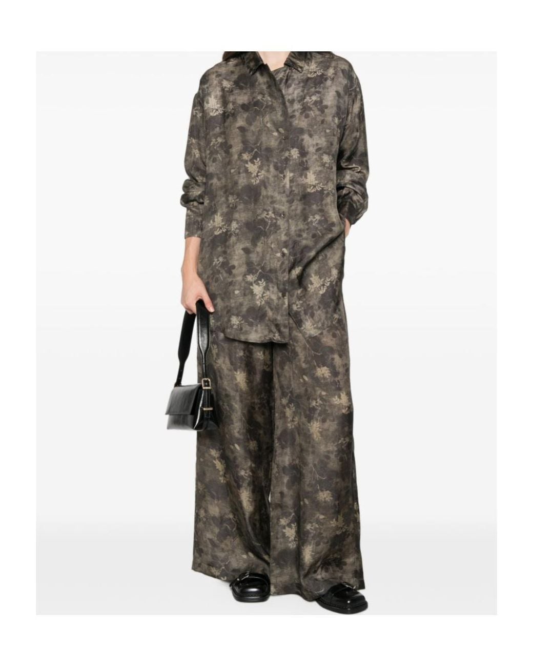 Uma Wang Brown Pansy Printed Trousers