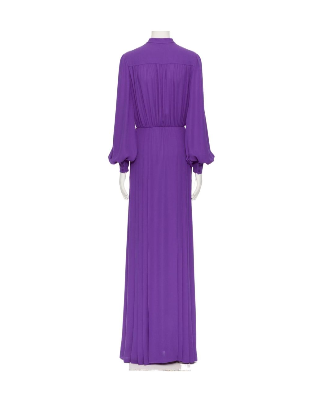 Valentino Purple Gathered Long-Sleeved Georgette Gown