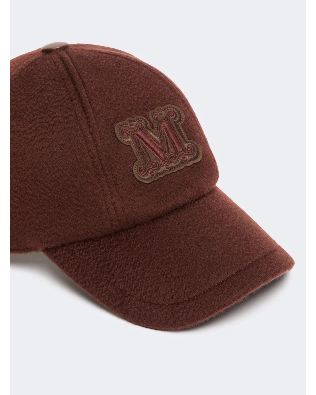 Max Mara Brown Cashmere Double Drap Baseball Cap