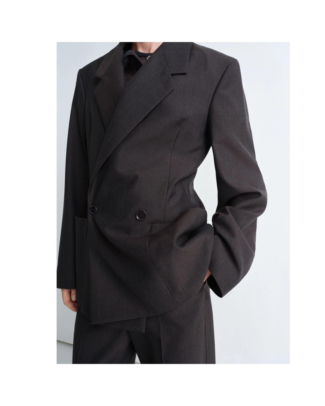 Lemaire Black Long-Sleeved Double-Breasted Blazer