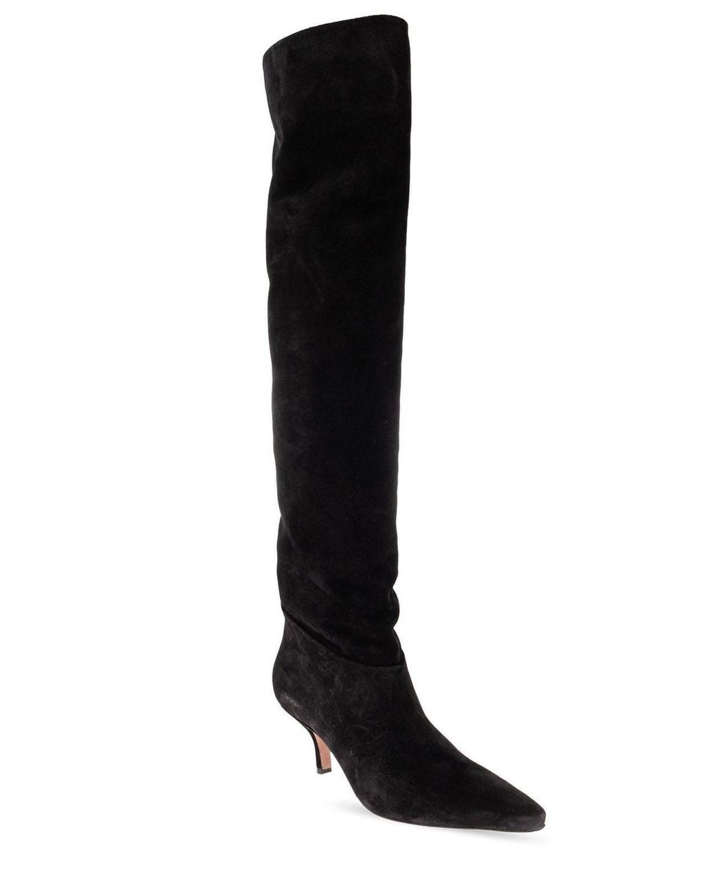Paris Texas Black Rose Over-The-Knee Heeled Boots