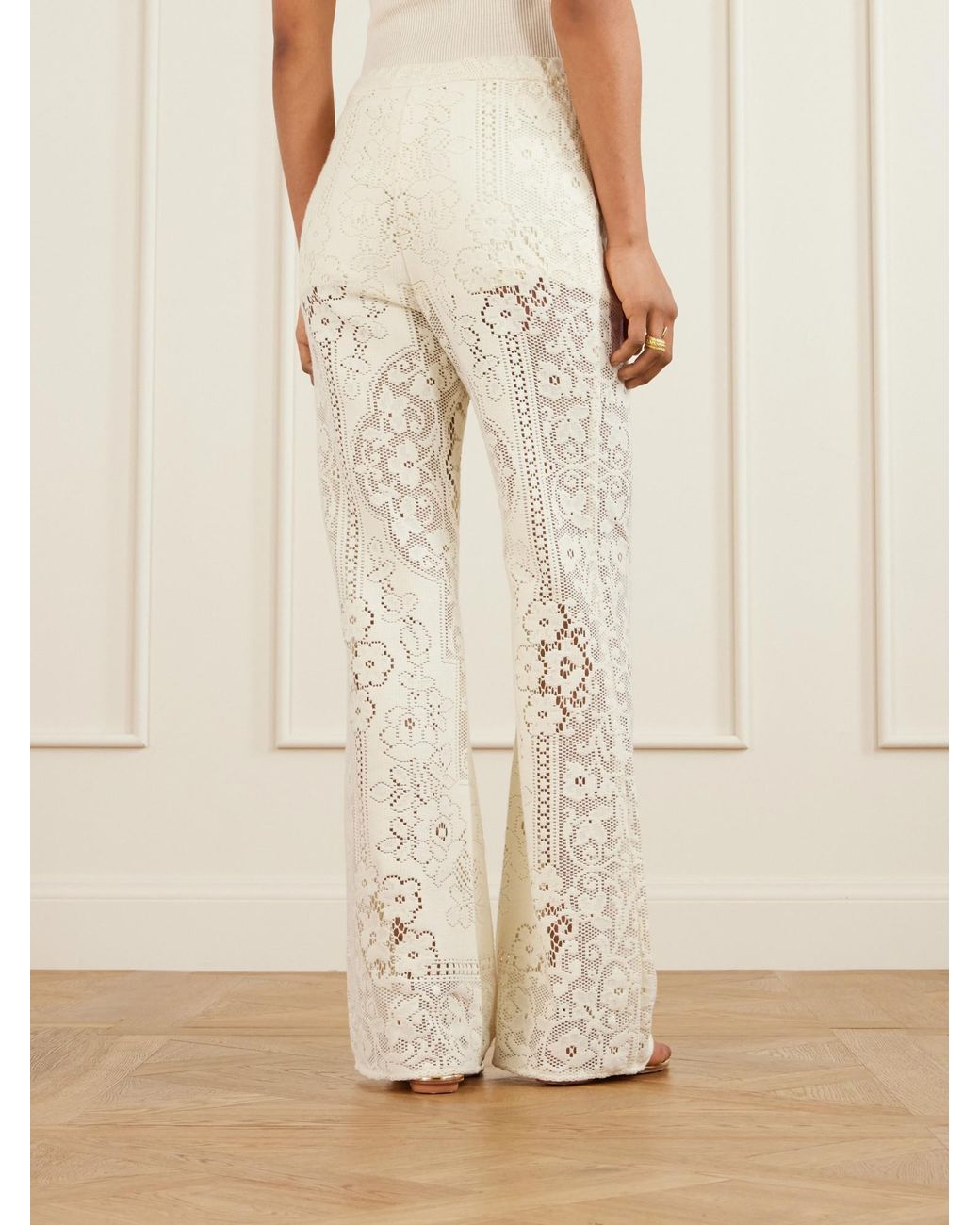 Sea White Arianna Floral Lace Trousers