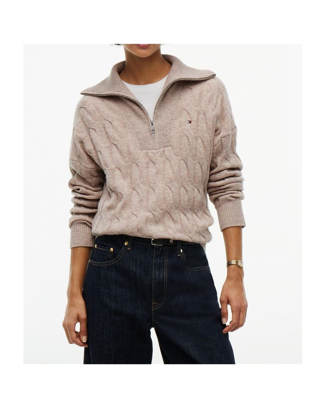 Tommy Hilfiger Brown Turtleneck Long-Sleeve Sweater
