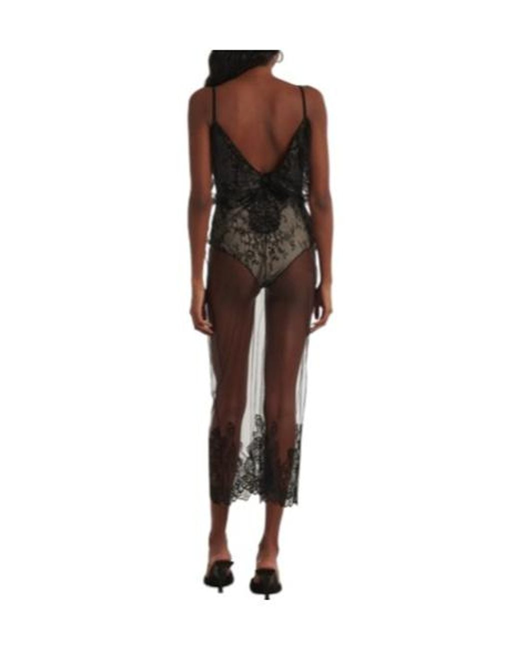 The Attico Multicolor Mesh Slip Maxi Dress