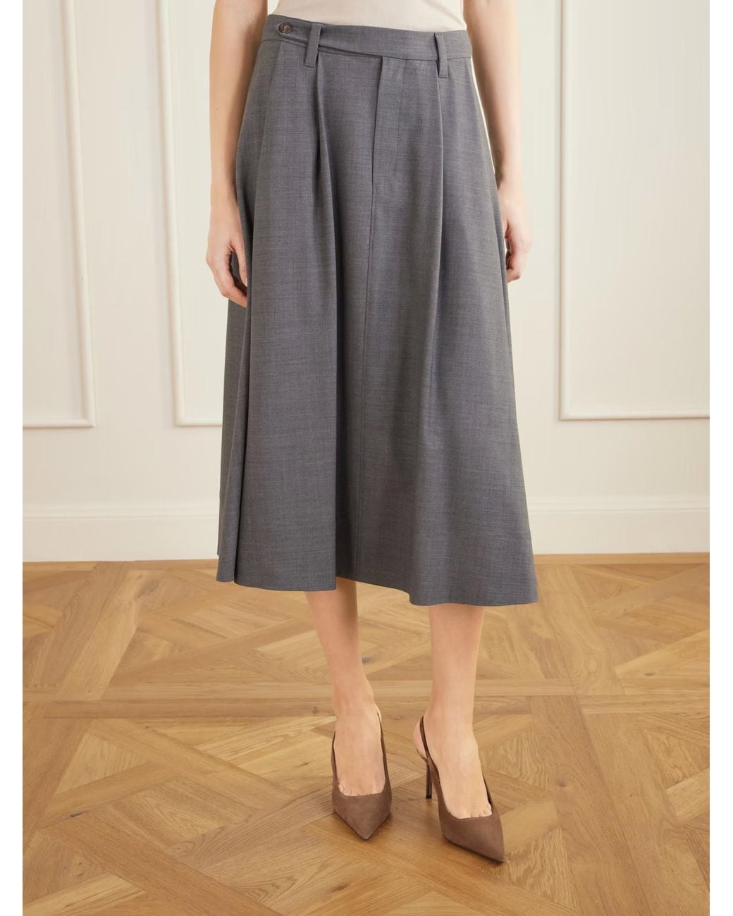 Brunello Cucinelli Gray Pleated Skirt