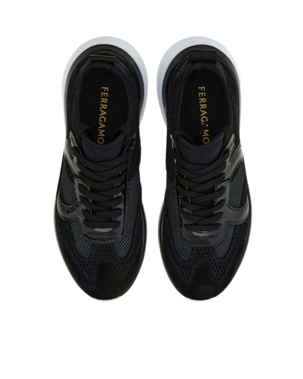 Ferragamo Black Timothe Gancini Suede And Mesh Sneakers