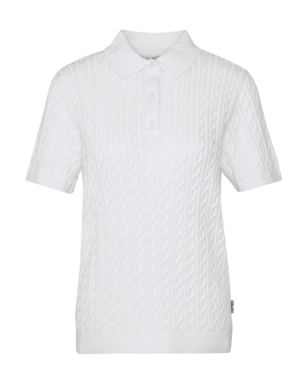 Barbour White Hartland Short Sleeve Polo Neck Jumper