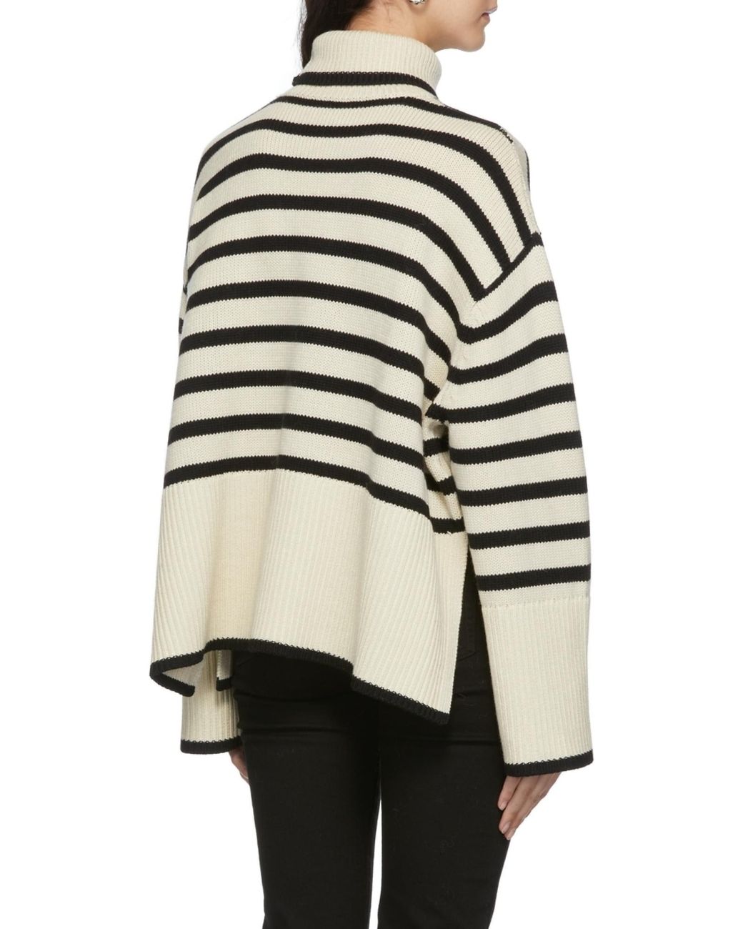 Totême Black Striped Turtleneck Wool-Blend Knitted Jumper