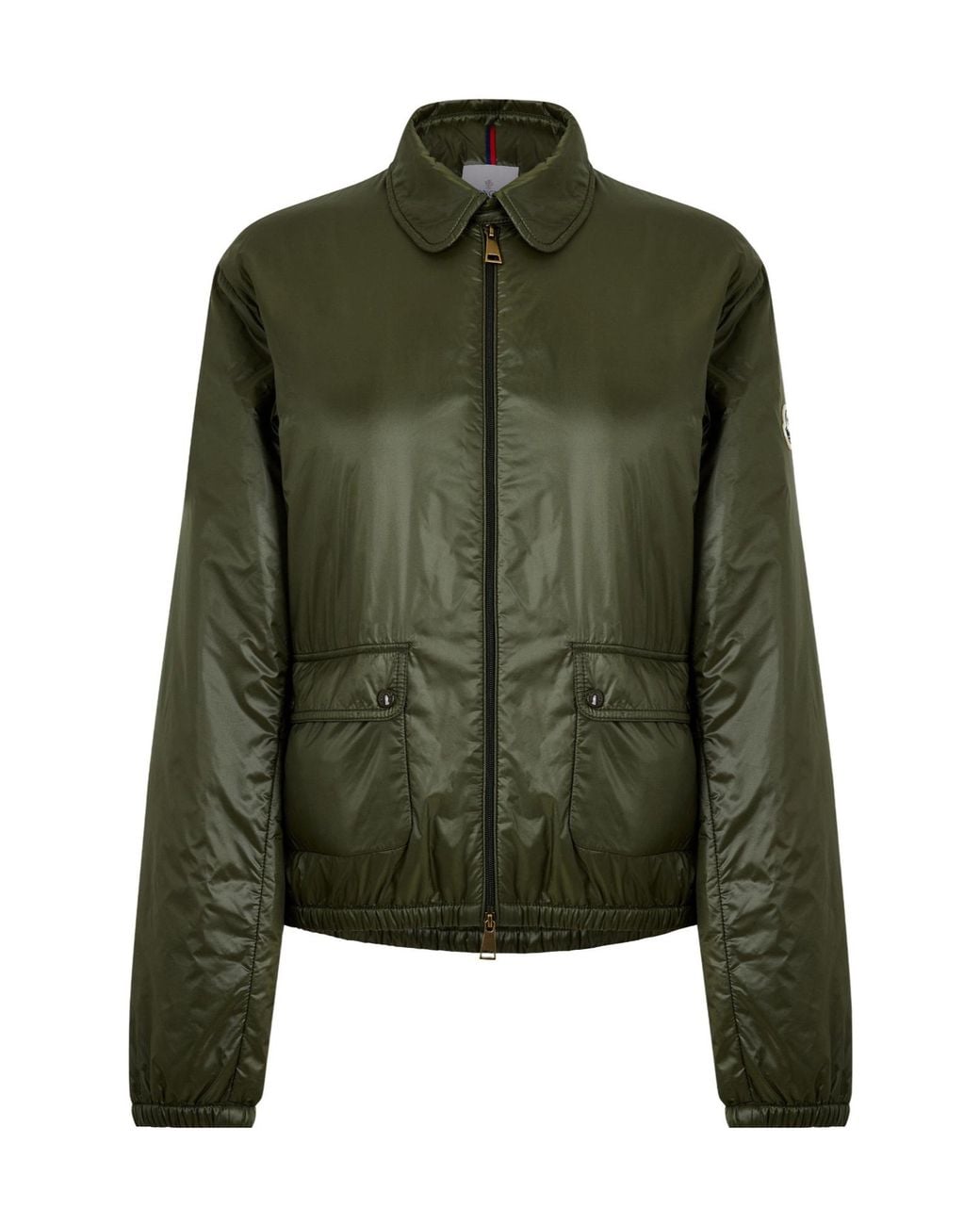 Moncler Green Glossy Lightweight Bomber Jacket