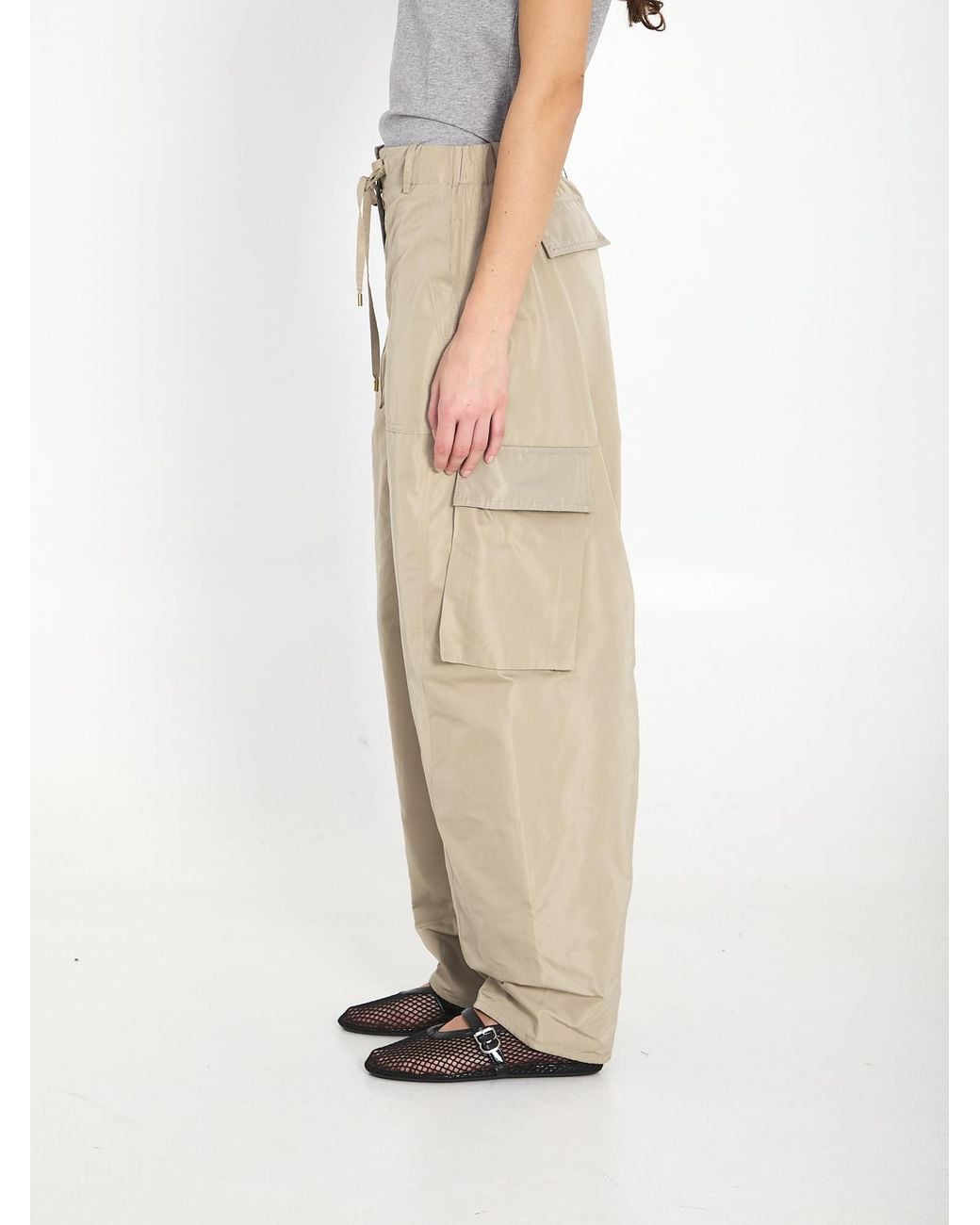 Alaïa Natural Alaïa Drawstring Cargo Pants