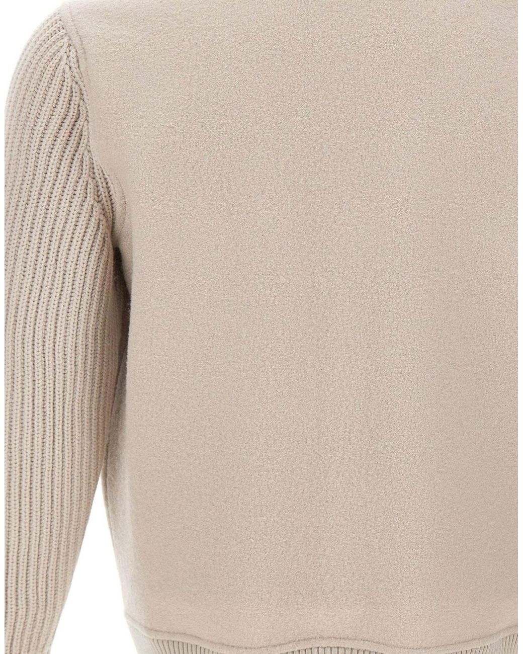 Eleventy White Cable-Knit Zip-Up Jacket for men