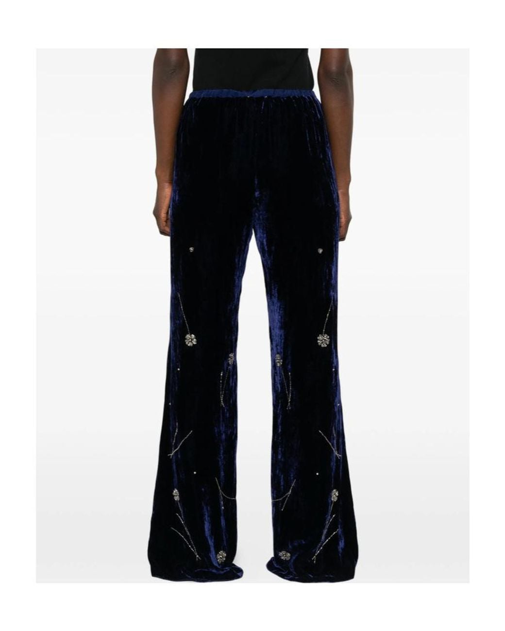 Forte_forte Black Crystal-Embellished Palazzo Pants