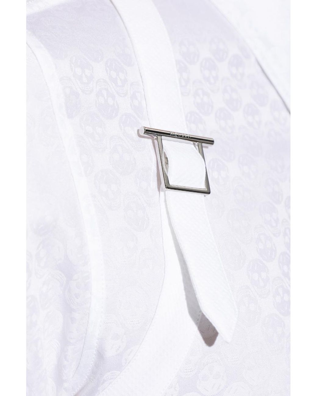 McQueen White Monogram Harness Detail Shirt for men