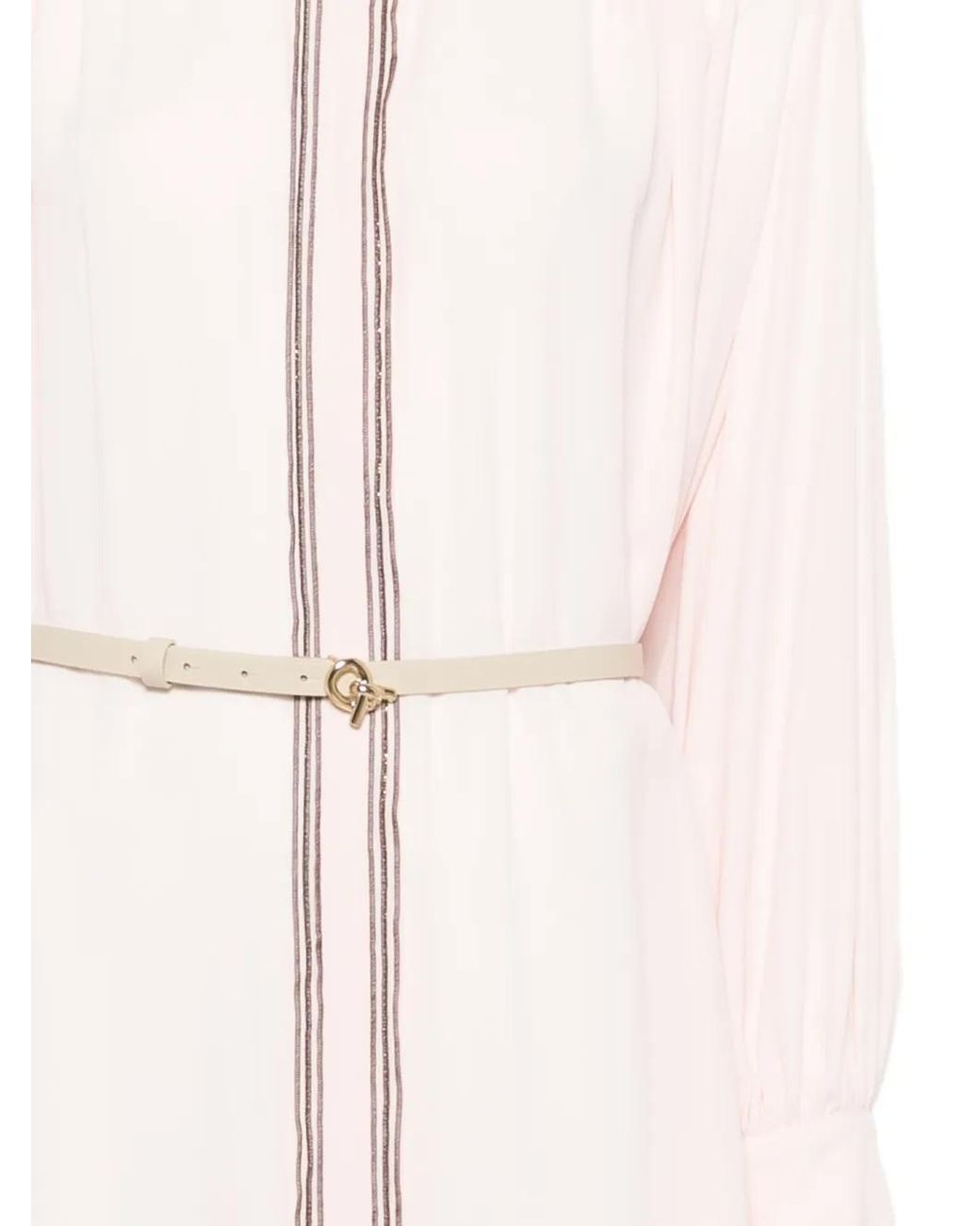 Fabiana Filippi Pink Belted Contrast-Trim Midi Dress