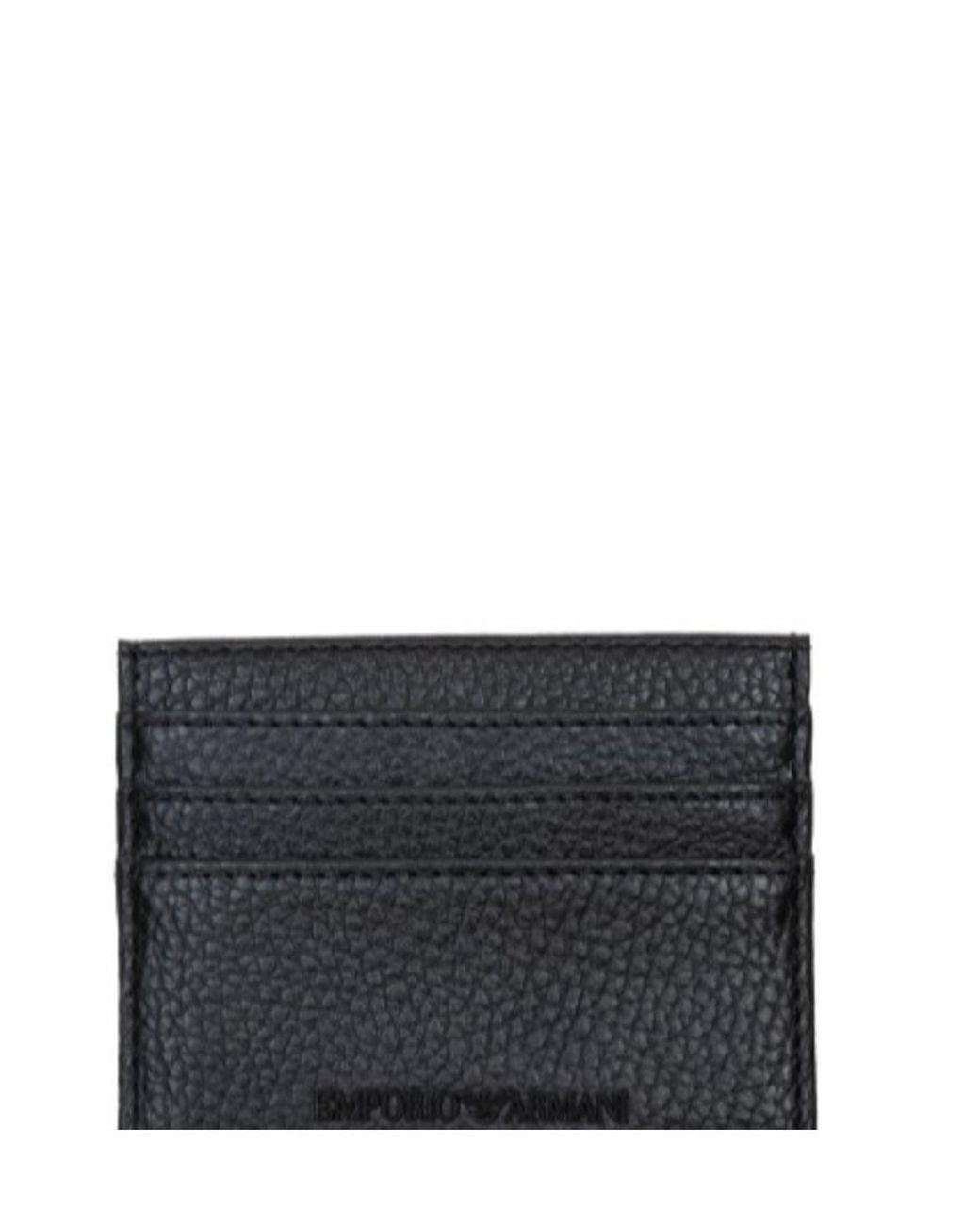 Emporio Armani Black Logo Plaque Card Holder for men