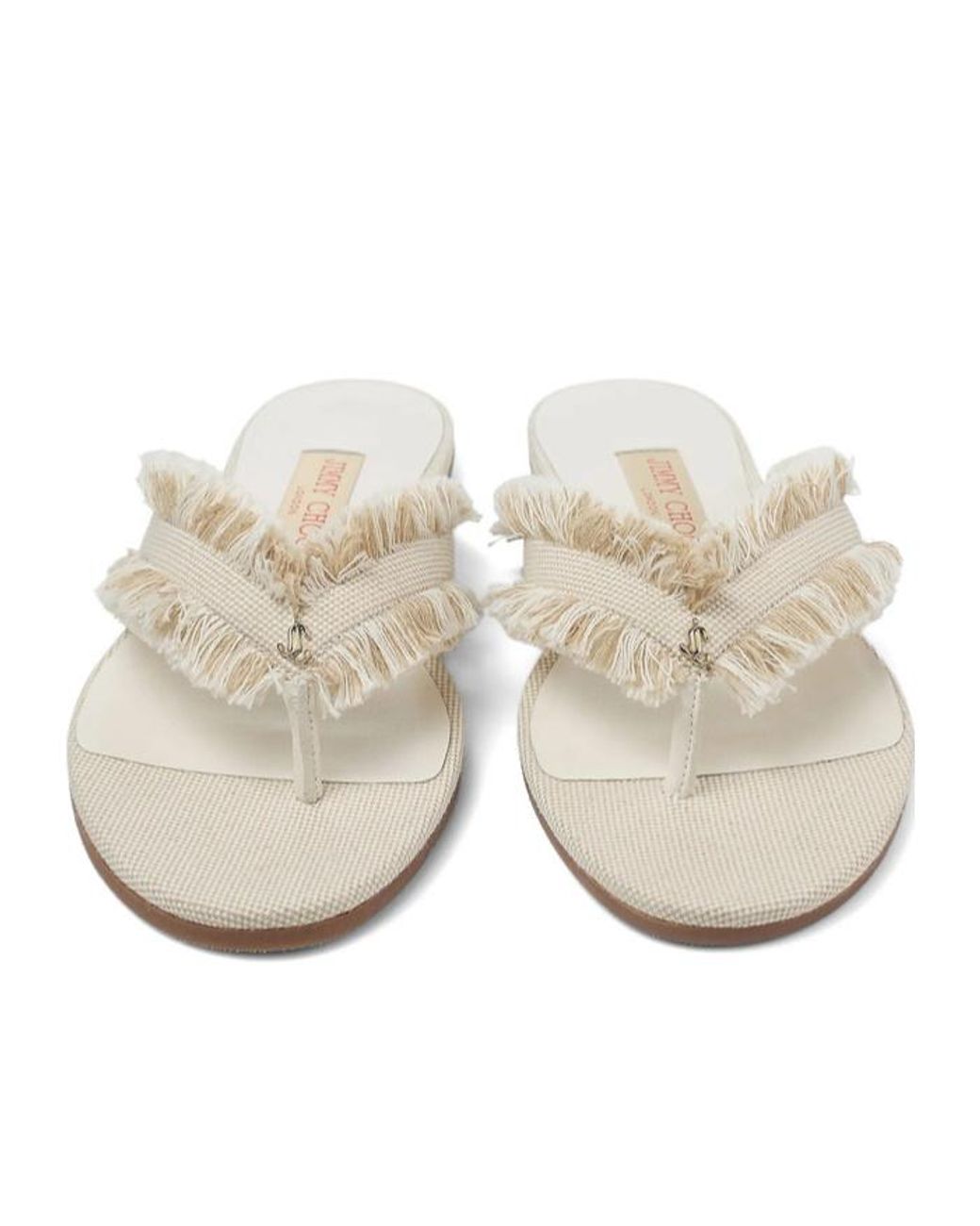 Jimmy Choo White Round-Toe Slippers