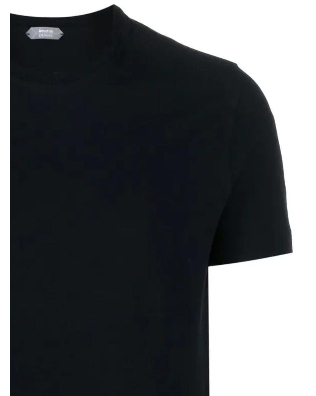 Zanone Black Short-Sleeved Straight-Hem Crewneck T-Shirt for men