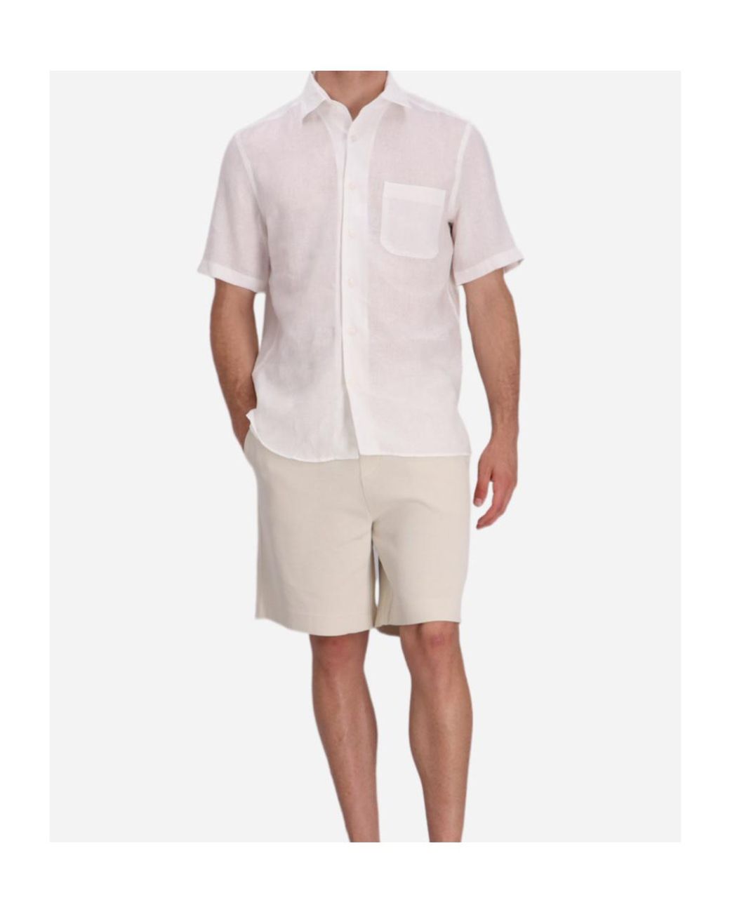 Boss White Short-Sleeve Button-Up Shirt for men