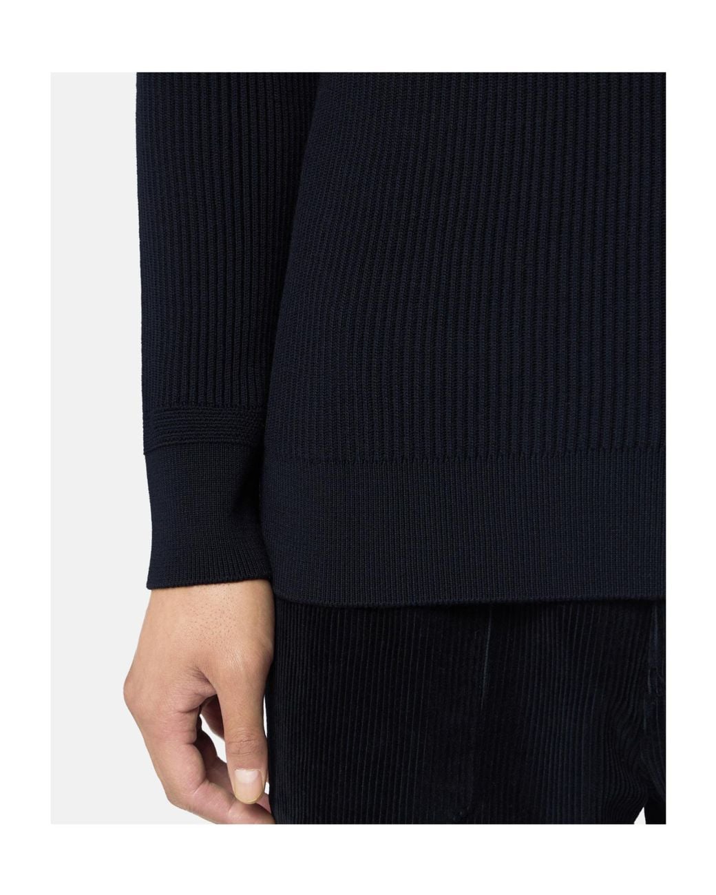 Stone Island Blue T-Neck Compass Logo Ribbed Turtleneck Sweater for men