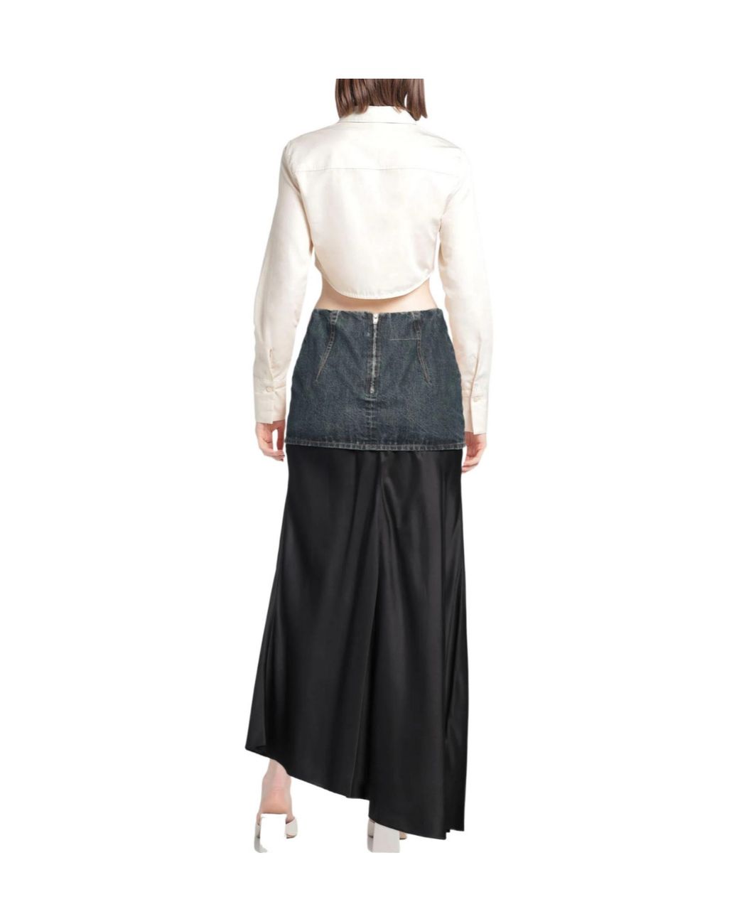 MM6 by Maison Margiela Black Twotone Spliced Aline Skirt