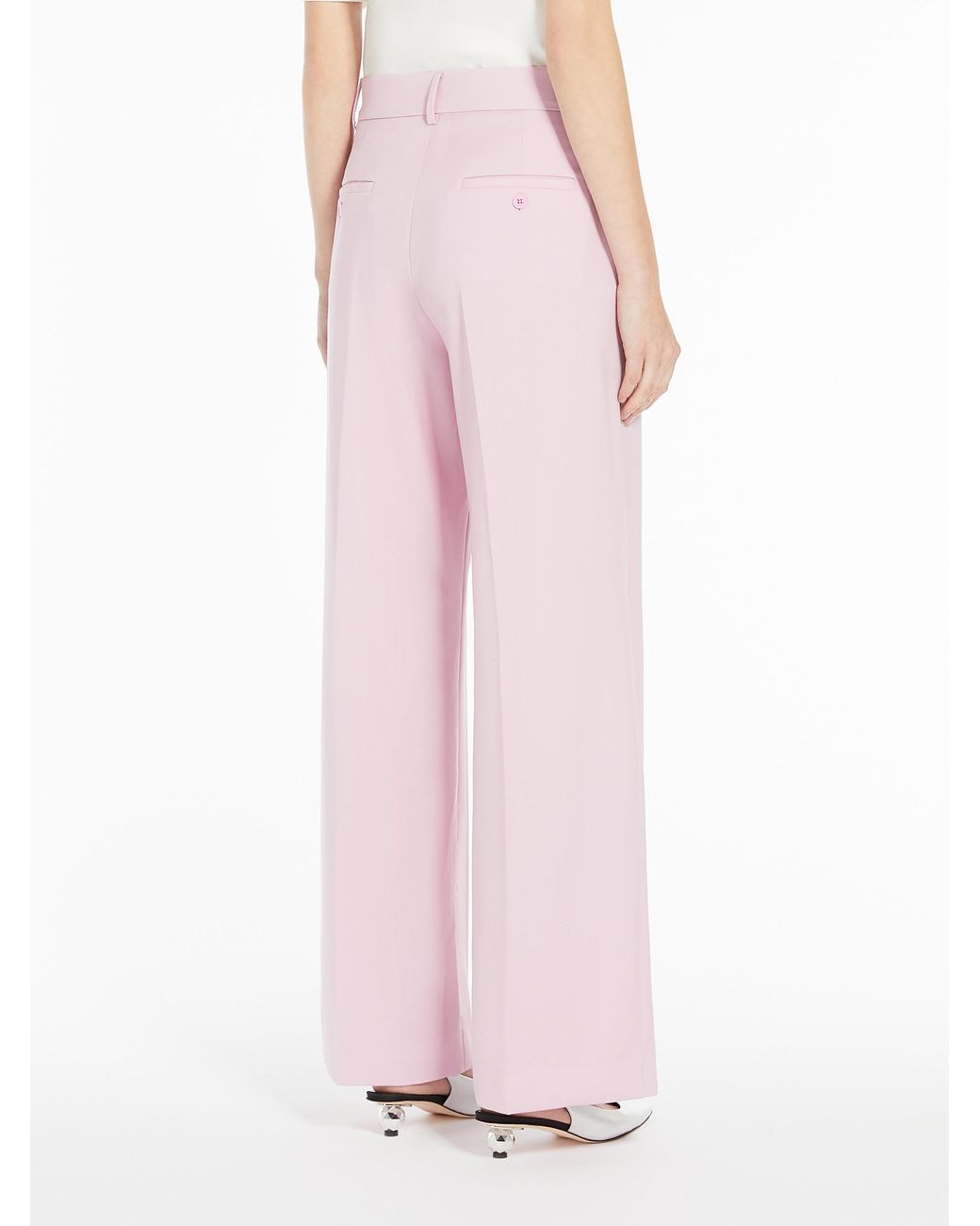 Weekend by Maxmara Pink Wool Canvas Palazzo Trousers