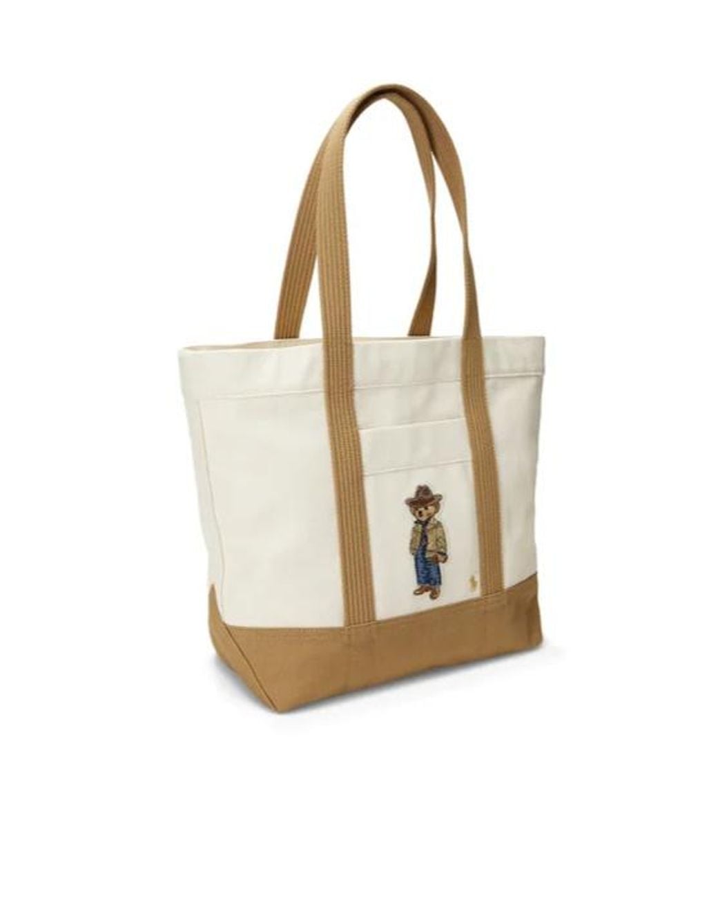 Ralph Lauren White Polo Bear-Motif Tote Bag