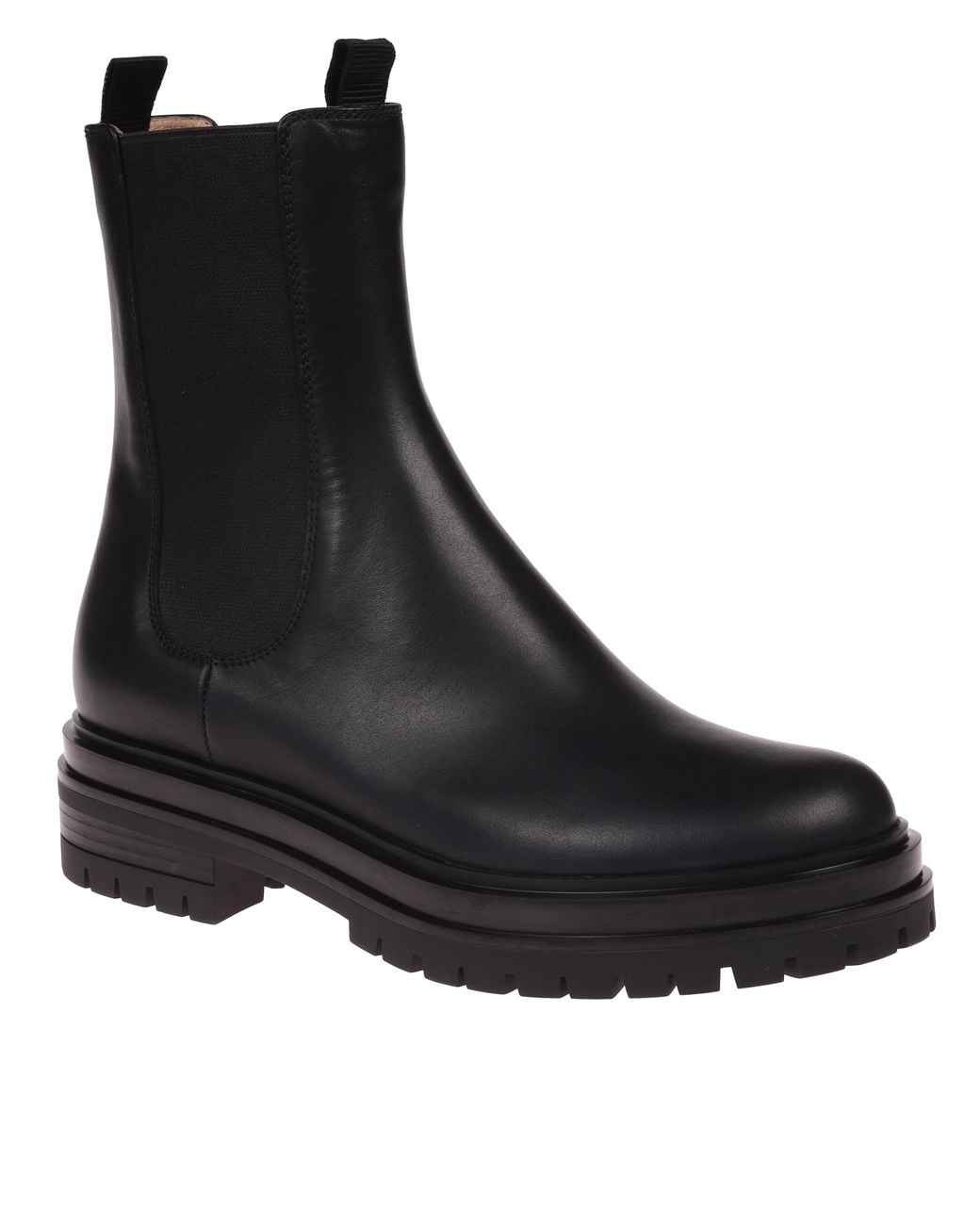 Gianvito Rossi Black Round-Toe Slip-On Combat Boots