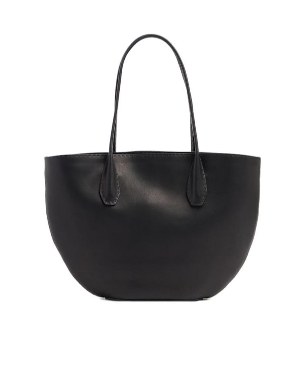 The Row Black Alger Saddle Leather Tote Bag