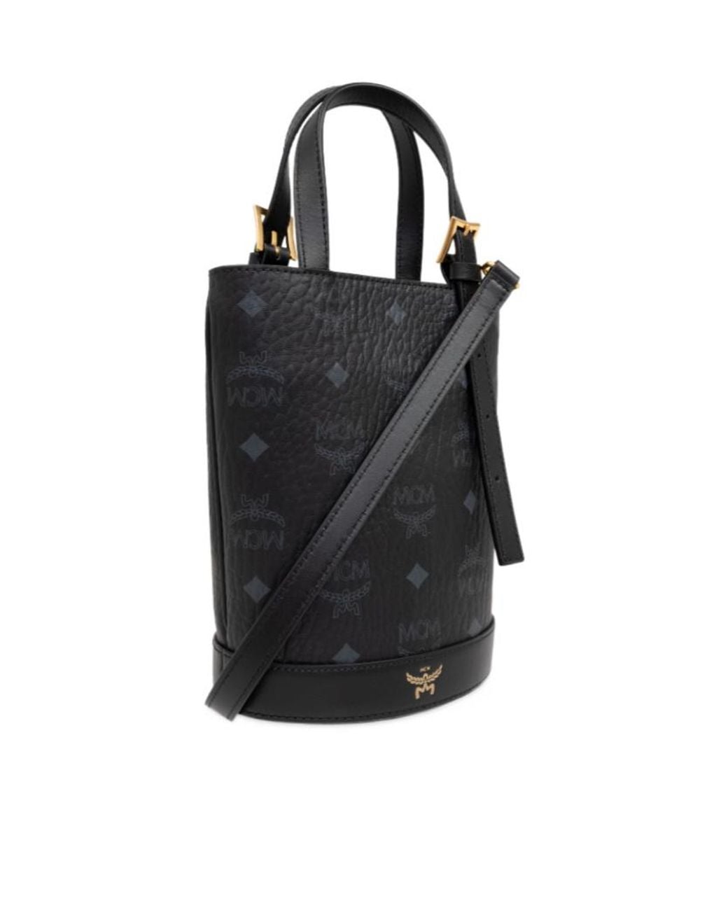 MCM Black Logo Printed Shoulder Bag