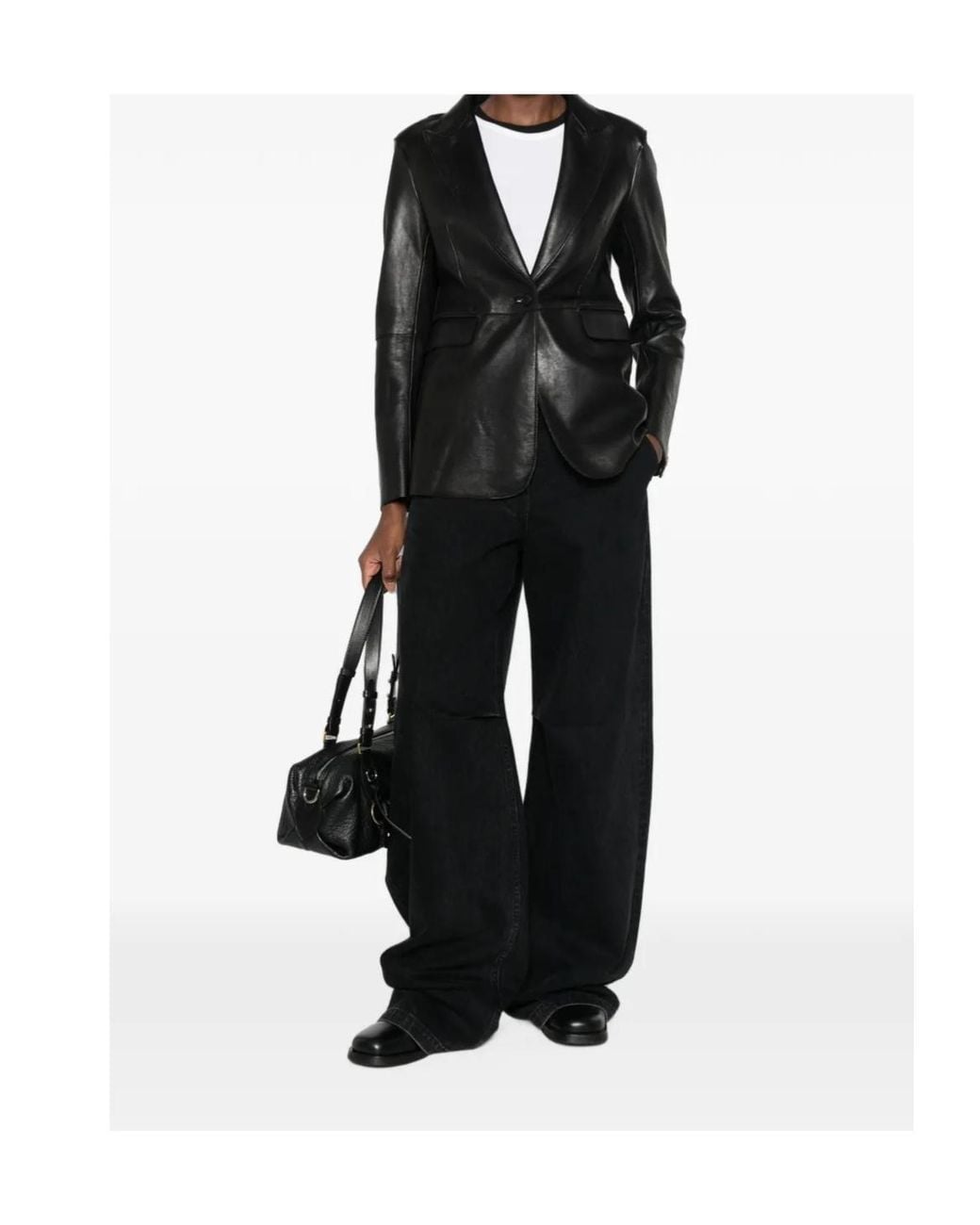 P.A.R.O.S.H. Black Long-Sleeve Leather Jacket