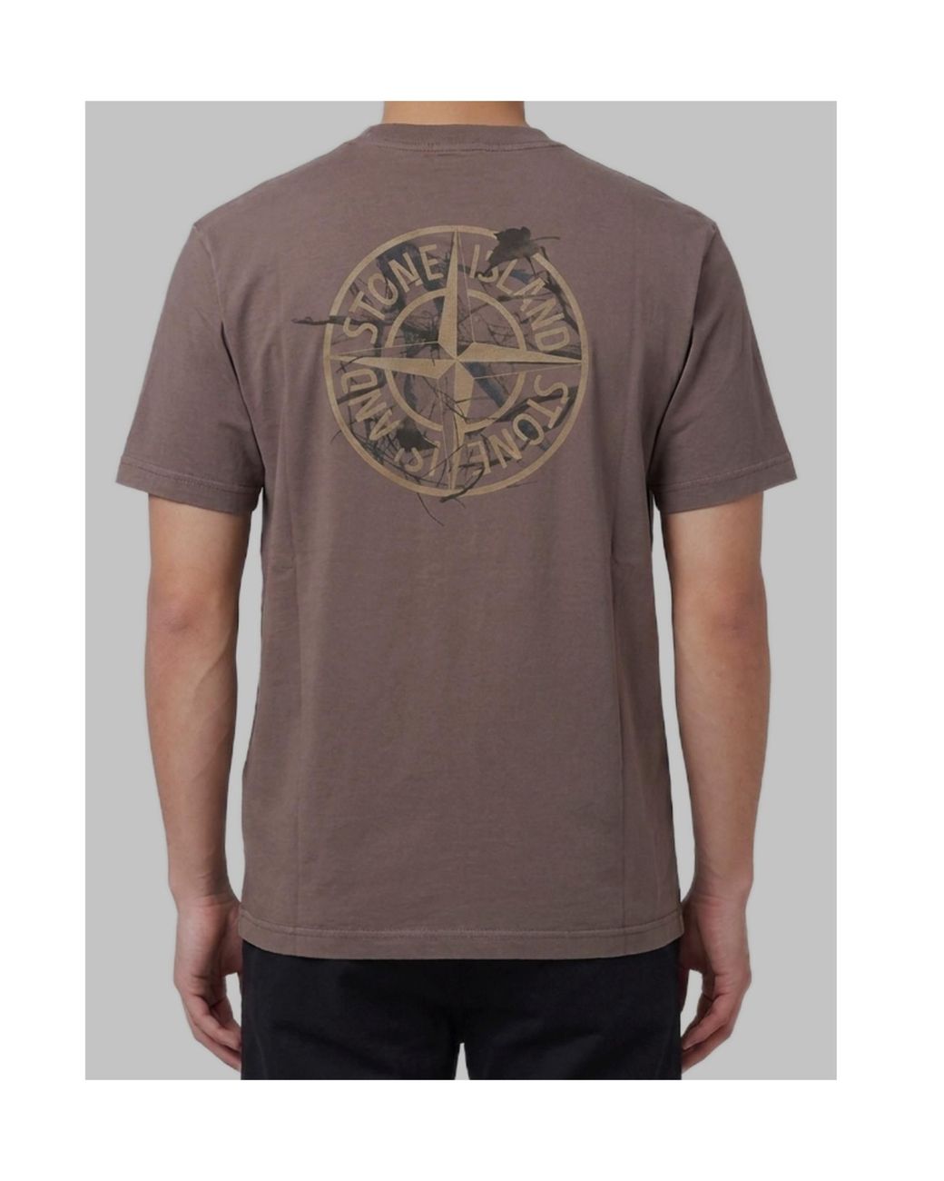 Stone Island Brown Desert Print Logo T-Shirt for men