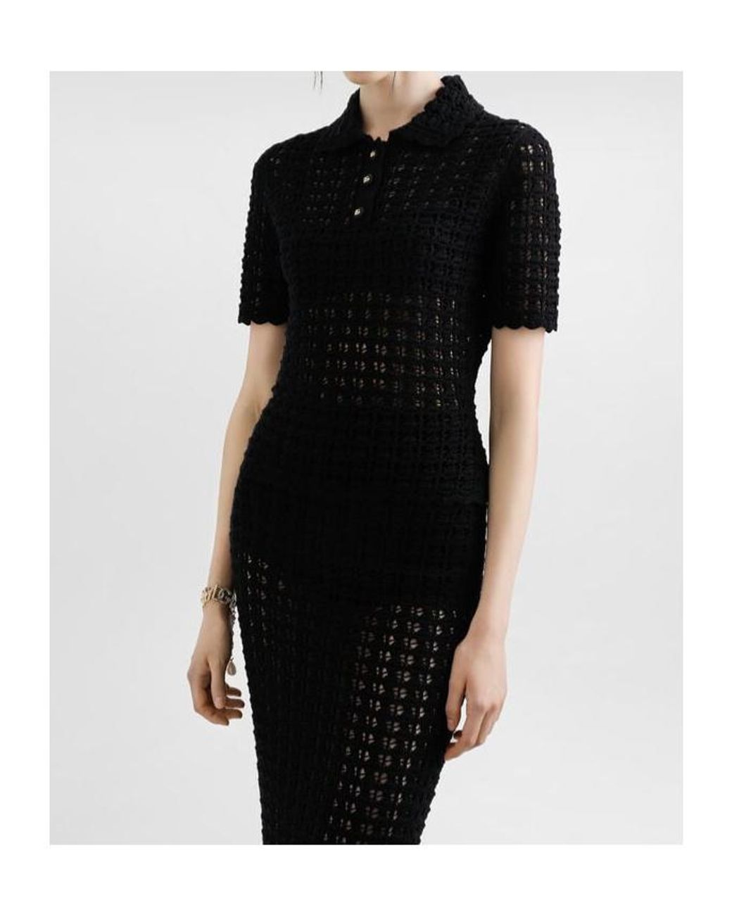 Dolce & Gabbana Black Open-Knit Polo Shirt