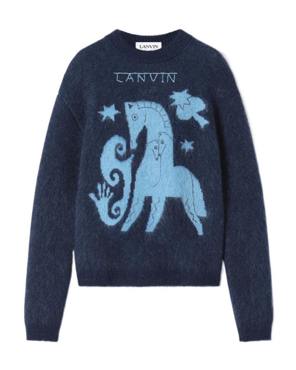 Lanvin Blue Horse Jacquard Jumper for men