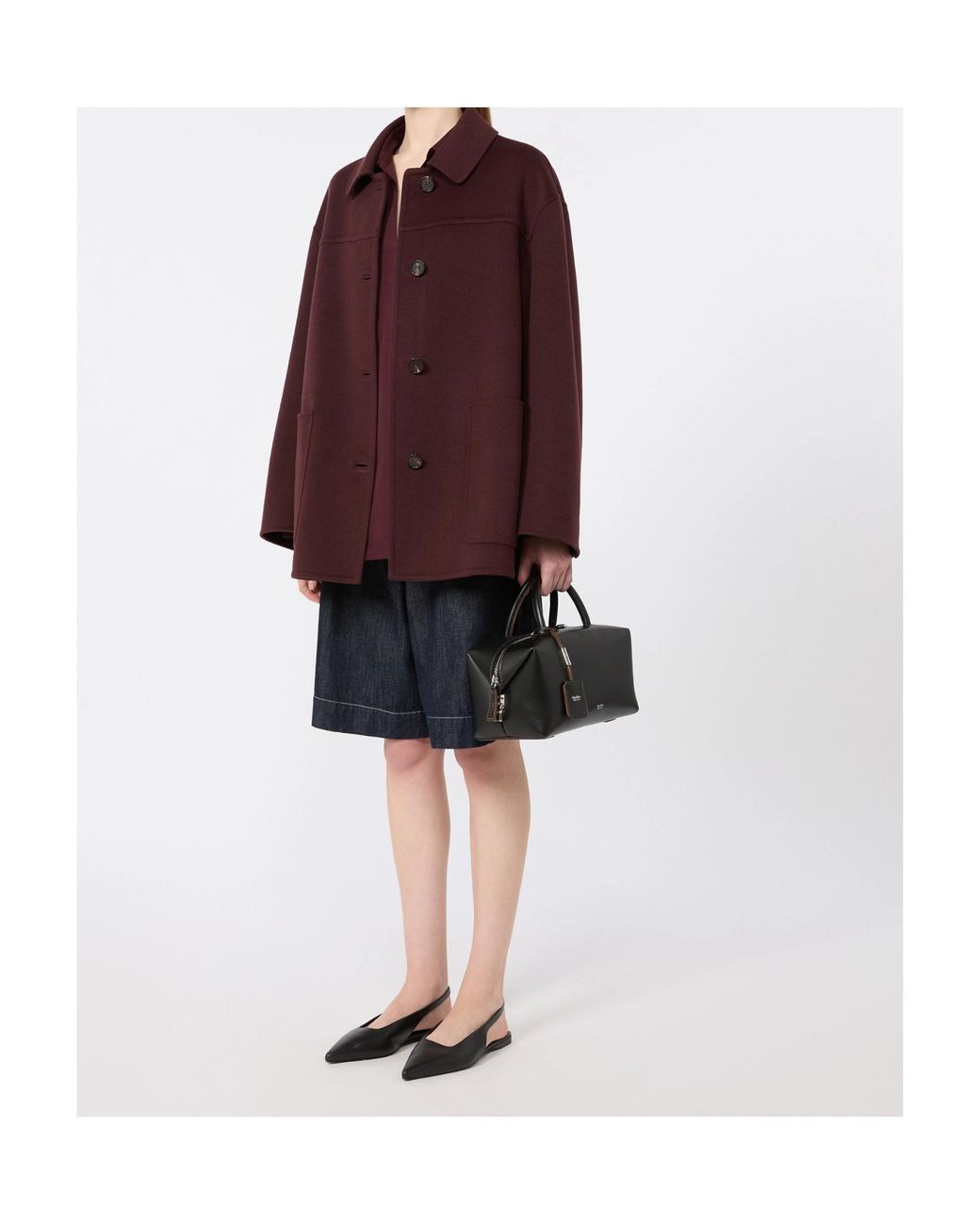 Max Mara Purple S Giugno Button-Front Coat